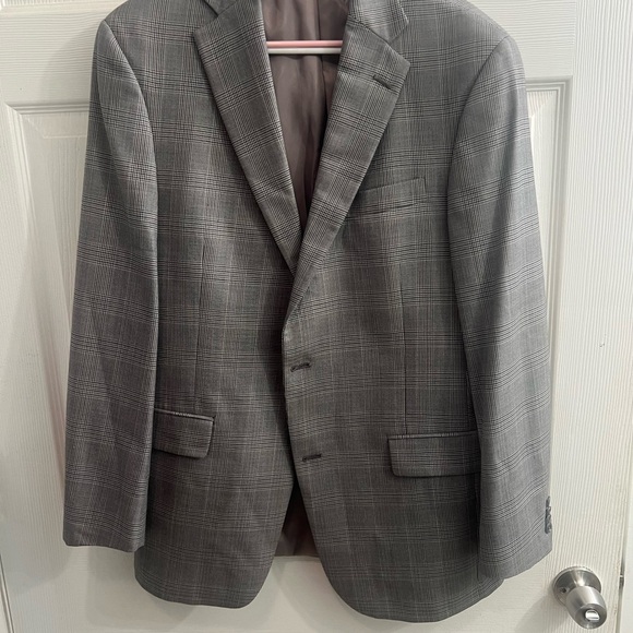 Hart Schaffner Marx Charcoal Double Plaid Blazer 41R